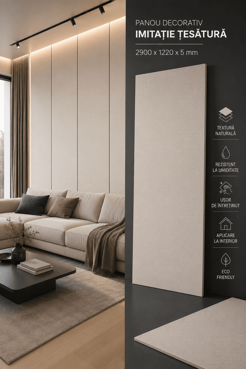 Panou Decorativ Premium – Imitație Țesătură